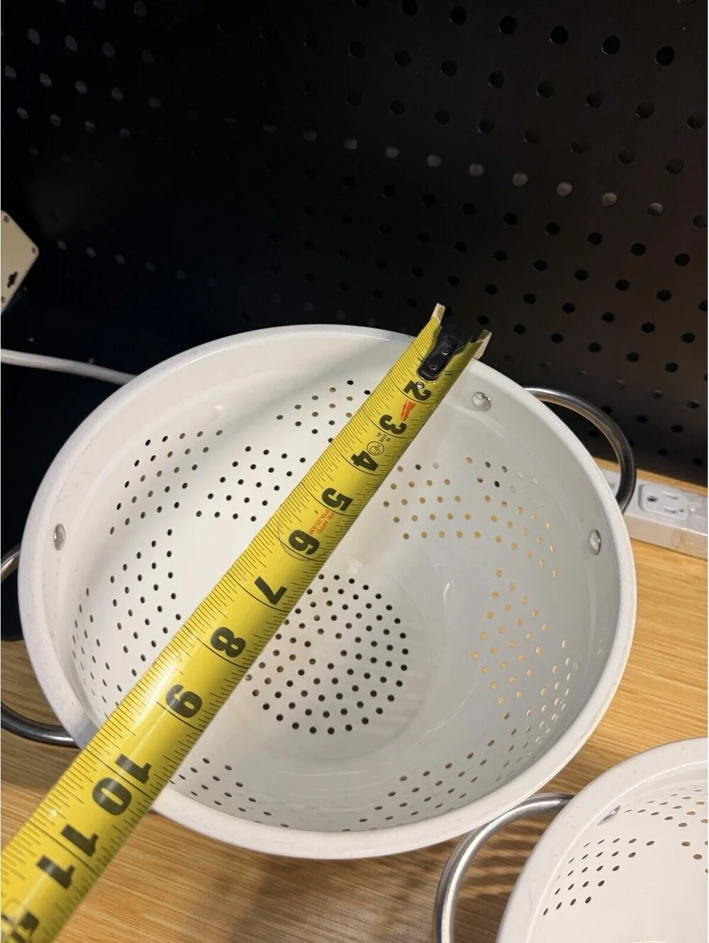 2 Set Of Vintage Unique White Enamel Strainer Colander 10